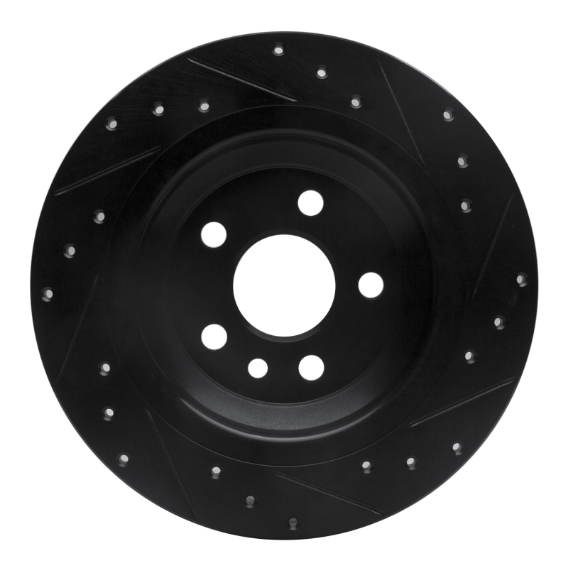 Volvo V60 Cross Country Brake Rotor (1) - Rear Left - R1 Concepts - Drilled & Slotted - Black - `07-`18